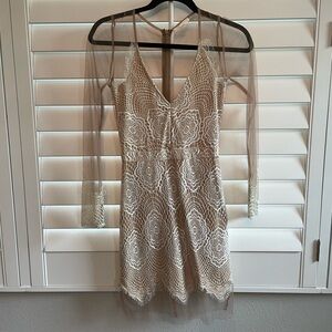 Luxxel Taupe Mesh Dress